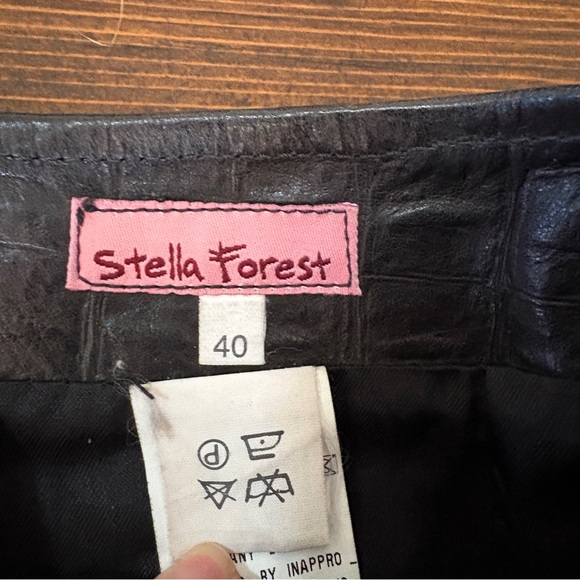 Stella Forest Black Crocodile Embossed Leather Womens Skirt Size 40 - Picture 9 of 11